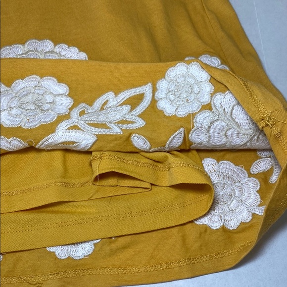NWT INC International Women's Yellow White Floral Embroidered Boho Mini Dress - Picture 10 of 15